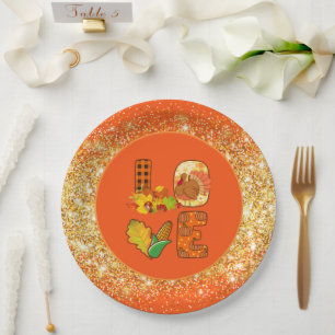 Fall In Love Autumn Customise Colour Paper Plate