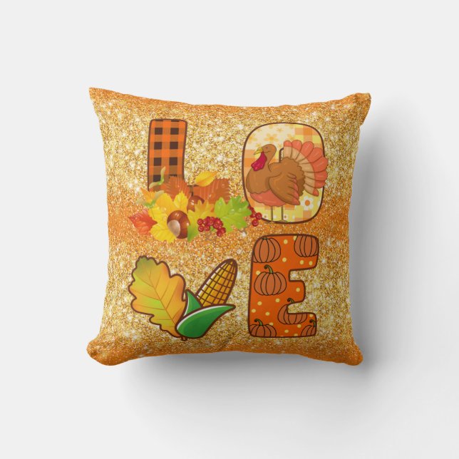 Fall In Love Autumn Customise Colour Throw Pillow (Front)