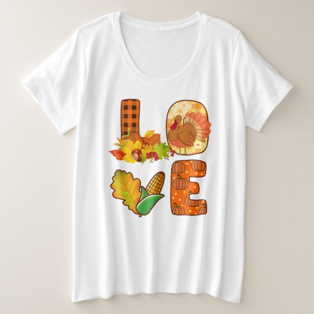 Fall In Love Autumn Customise Plus Size T-Shirt (Design Front)