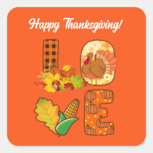Fall In Love Autumn Customise Square Sticker