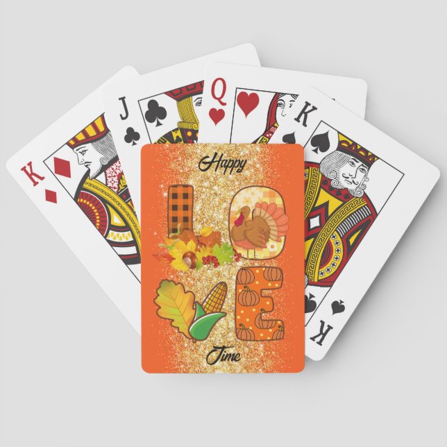 Fall In Love Autumn Customise Text and Colour Playing Cards (Back)