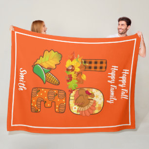 Fall In Love Autumn Customize Text and Color Fleec Fleece Blanket