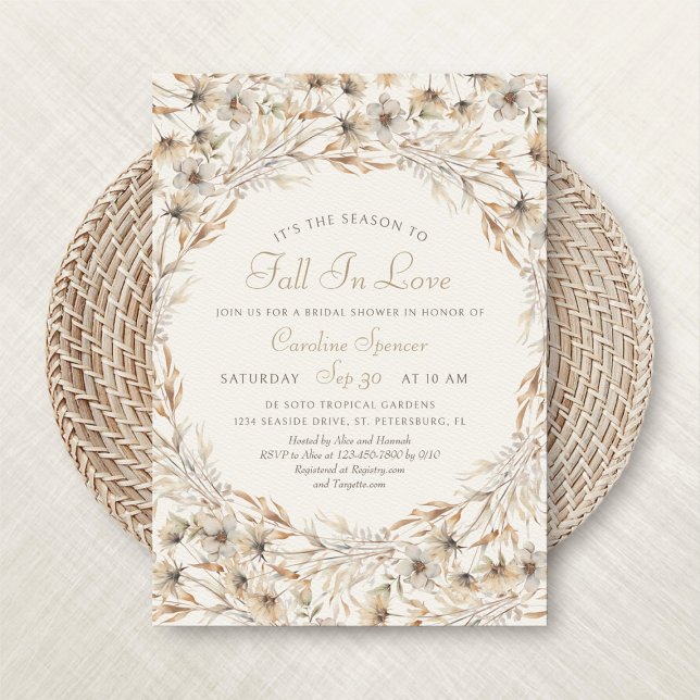 Fall In Love Autumn Elegant Bridal Shower Invitation (Creator Uploaded)
