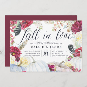 Fall in Love   Autumn Engagement Party Invitation