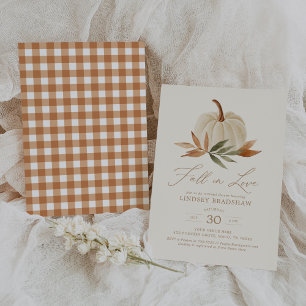 Fall in Love Autumn Fall Pumpkin Bridal Shower Invitation