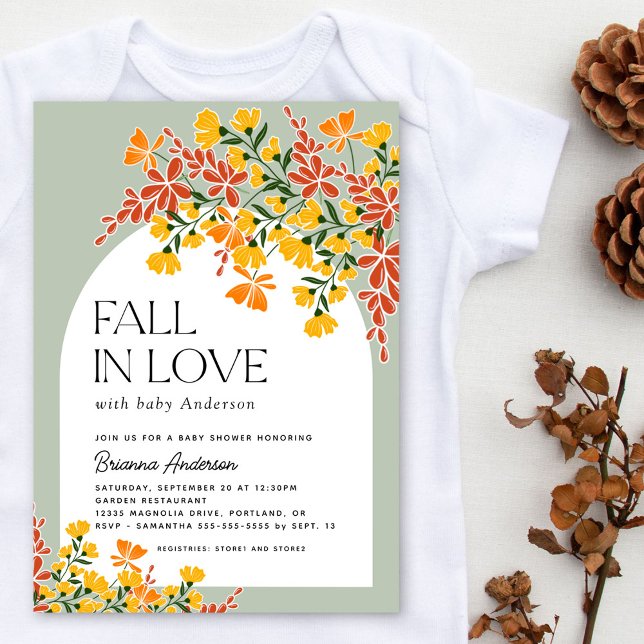 Fall In Love Autumn Floral Baby Shower Invitation (Creator Uploaded)