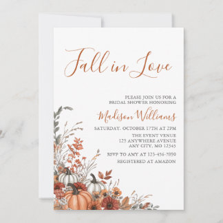 Fall in Love Autumn Floral Bridal Shower Invitatio Invitation