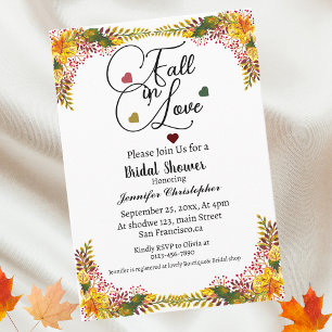 Fall in Love Autumn Floral Bridal Shower Invitation