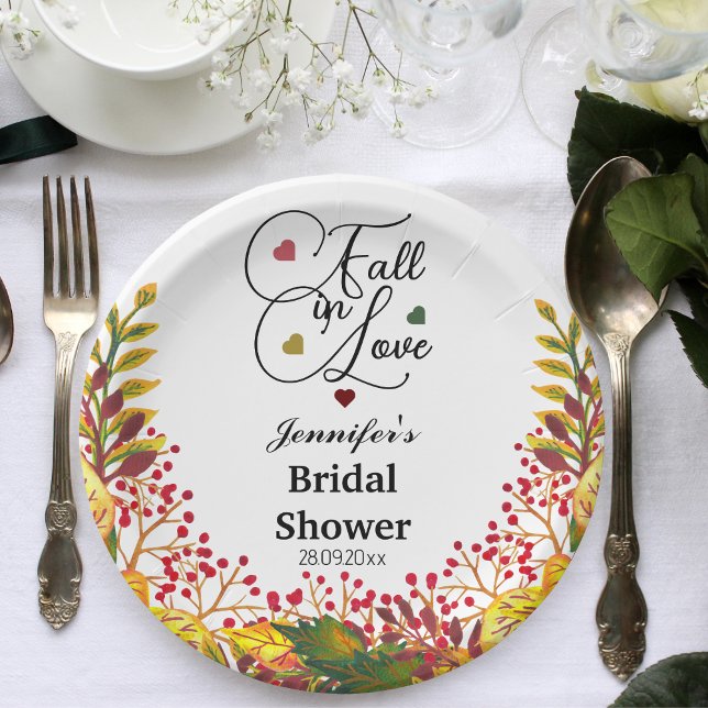Fall in Love Autumn Floral Bridal Shower Paper Plate (Creator Uploaded)