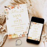 Fall in Love Autumn Floral Pumpkins Terracotta Save The Date<br><div class="desc">This Fall in Love Autumn Floral Pumpkins Terracotta Save The Date is the perfect way to set the tone for your fall wedding. Featuring beautiful autumn florals, pumpkins and terracotta colour, this design captures the essence of the season. The digital download option allows for easy and convenient printing at home...</div>