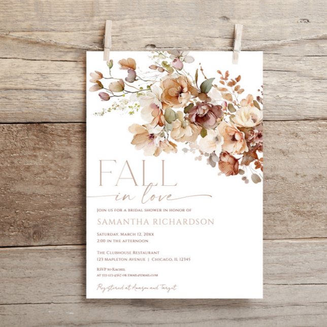 Fall in Love Autumn florals bridal shower Invitation (Creator Uploaded)
