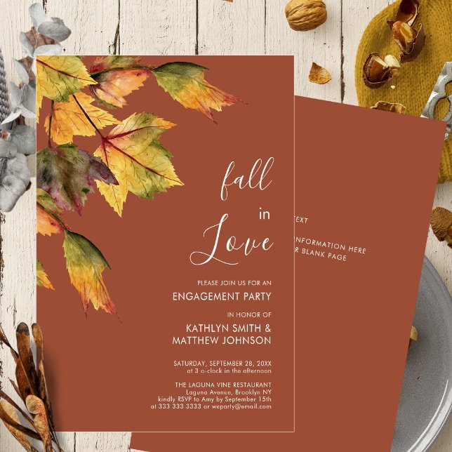 Fall in Love Autumn Foliage Elegant Engagement Invitation (Creator Uploaded)