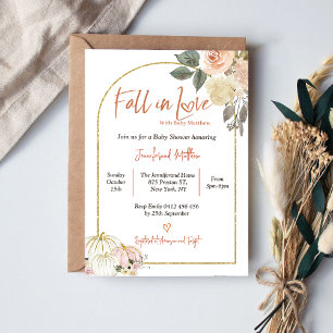 Fall in Love Autumn Harvest Pumpkin Baby Shower  Invitation