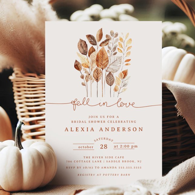 Fall in Love Autumn Leaves Bridal Shower Invitation (Creator Uploaded)