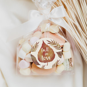 Fall in Love Autumn Leaves Classic Round Sticker