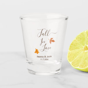 Fall In Love Autumn Leaves Wedding Favor Shot Glass