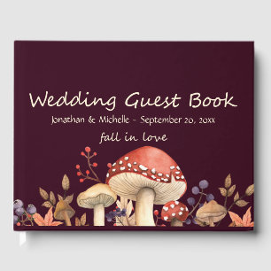 Fall in Love Autumn Mushrooms and Plants Wedding Guest Book