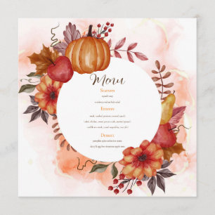 Fall in Love Autumn Pumpkin Wedding Dinner Lunch  Menu