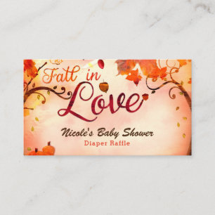 Fall in Love Autumn Pumpkins Diaper Raffle Cards
