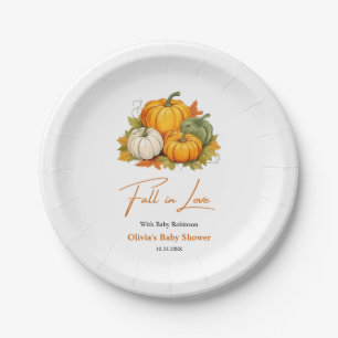 Fall in Love Autumn Rustic Pumpkin Baby Shower  Paper Plate