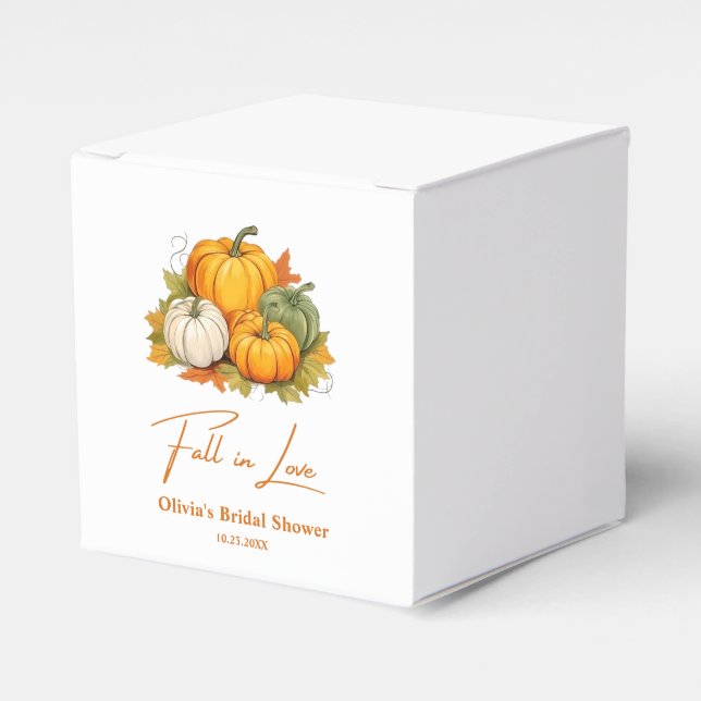 Fall in Love Autumn Rustic Pumpkin Bridal Shower  Favour Box (Front Side)