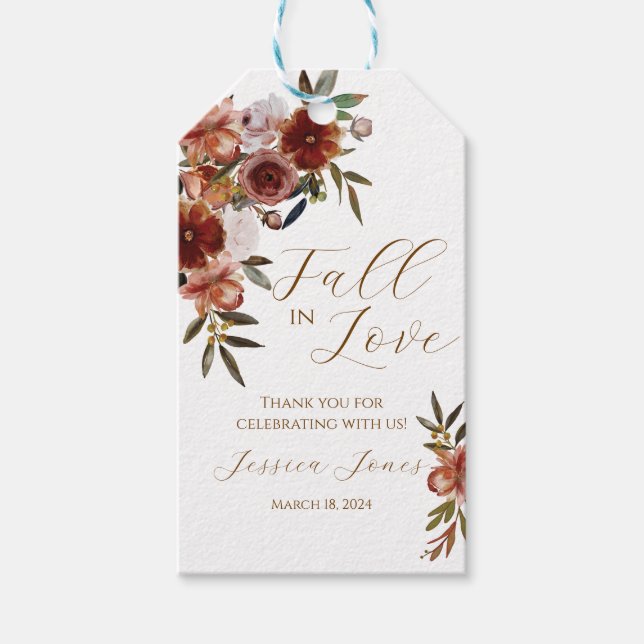 Fall In Love Autumn Themed Favour Tag (Front)