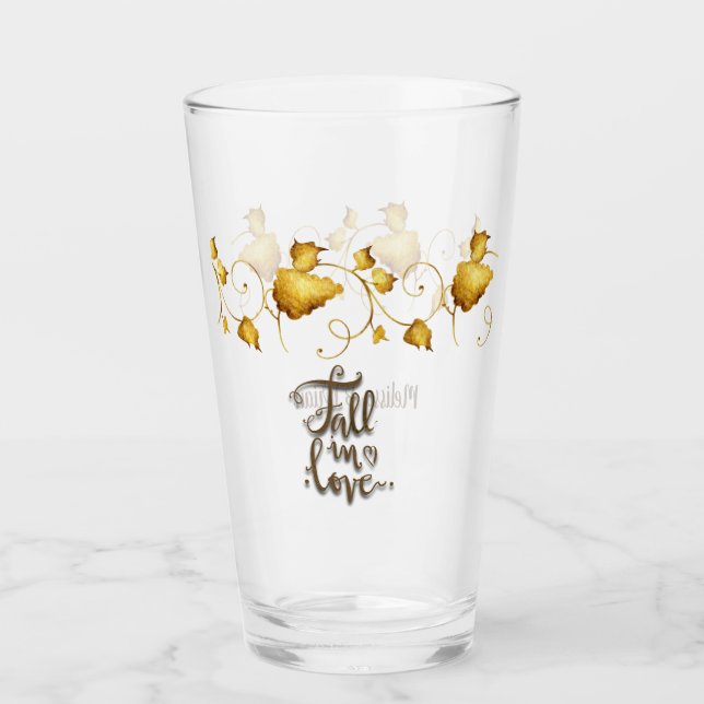 Fall in Love Autumn Wedding Glass (Front)