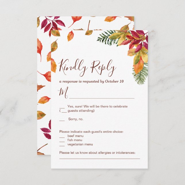 Fall in Love Autumn Wedding RSVP Card (Front/Back)