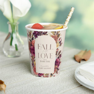 Fall in Love Autumn Wreath Arch Tan Baby Shower Paper Cups