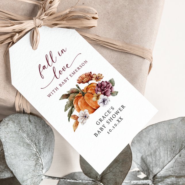 Fall In Love Baby Gift Tag (Fall In Love With Baby Pumpkin Gift Tag)