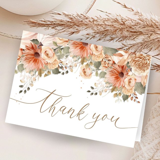 Fall In Love Baby Shower Autumn Folded Thank You Card (Creator Uploaded)