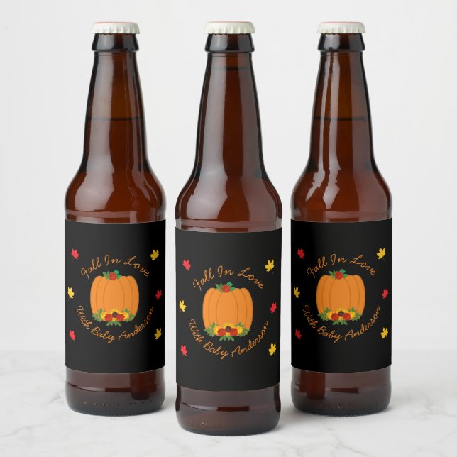 Fall In Love Baby Shower Beer Bottle Label (Bottles)