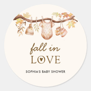 Fall in Love Baby Shower Classic Round Sticker