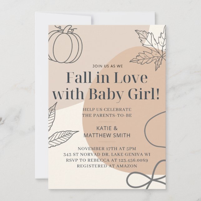 Fall in Love - Baby Shower Invitation  (Front)
