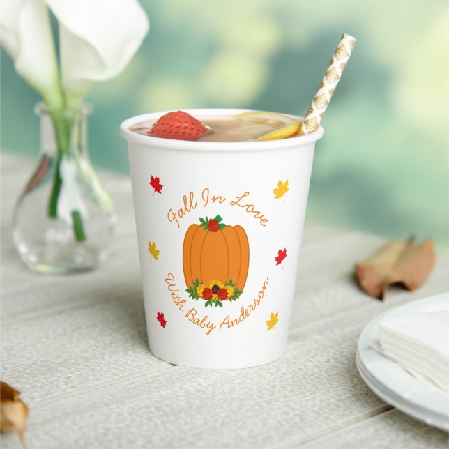Fall In Love Baby Shower Paper Cups (Insitu)