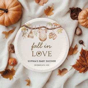 Fall in Love Baby Shower Paper Plate