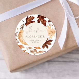 Fall In Love Baby Shower Party  Classic Round Sticker