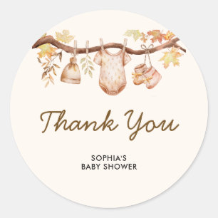 Fall in Love Baby Shower Thank You Classic Round Sticker