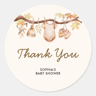 Fall in Love Baby Shower Thank You Classic Round Sticker