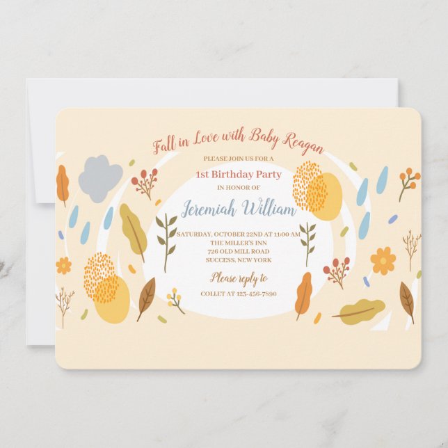 Fall in Love Baby's Birthday Party Invitation (Front)