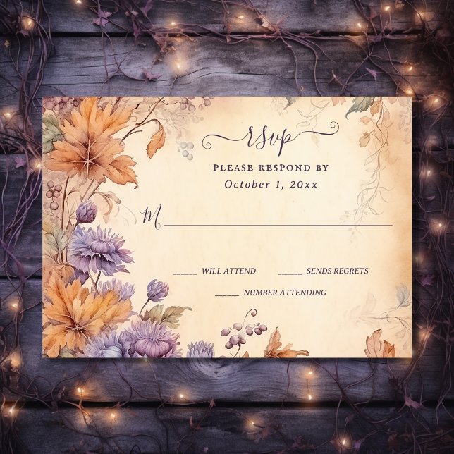 Fall in Love Beautiful Autumn Flowers Fall Wedding RSVP Card (Front - Fall in Love Beautiful Autumn Flowers Fall Wedding RSVP Card)