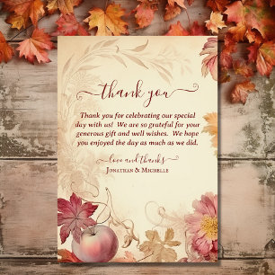 Fall in Love Beautiful Autumn Vintage Fall Wedding Thank You Card