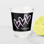 Fall In Love Black Heart Shot Glass<br><div class="desc">A Triple heart Fall in Love black shot glasses. This is such a sweet valentines day gift for all the loving sister,  mum or aunty out there.  Edit text to change name or edit colour of background. Drink with love in mind.</div>