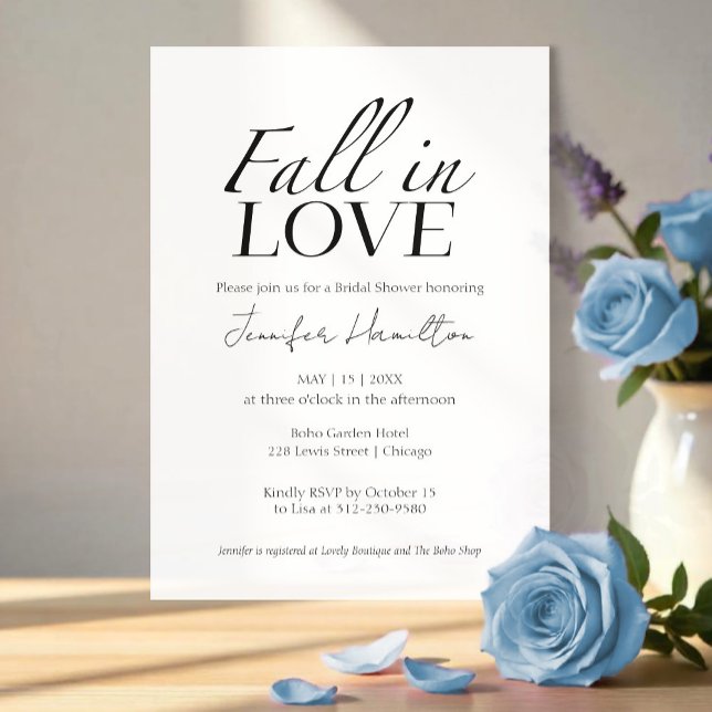 Fall In Love | Black & White Bridal Shower Invitation (Creator Uploaded)