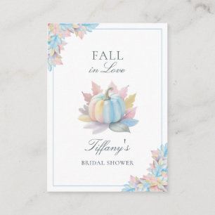 Fall in Love Blue Pumpkin Bridal Shower Registry Enclosure Card