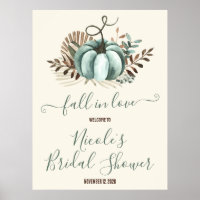 Fall in Love, Blue Pumpkin, Floral Bridal Shower