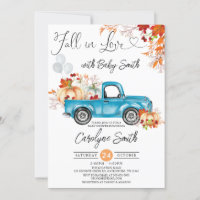 Fall in Love Blue Pumpkin Pickup Truck Baby Shower