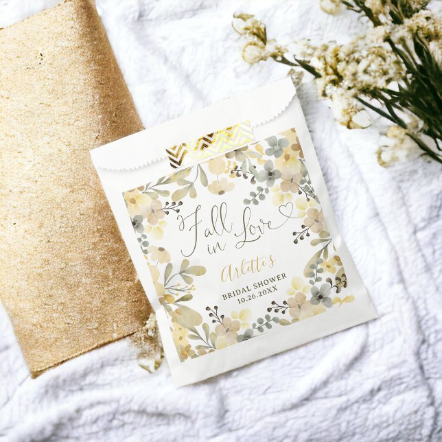 Fall in love boho floral autumn chic bridal shower favour bags (Fall in love boho floral autumn chic bridal shower favor bag)