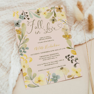 Fall in love boho floral autumn chic bridal shower invitation