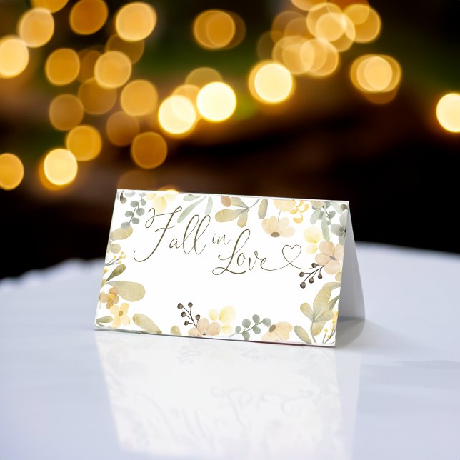 Fall in love boho floral autumn chic bridal shower place card (Fall in love boho floral autumn chic bridal shower place card)